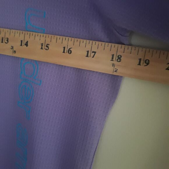 Under Armour All Season Gear Top Junior YXL Purple Blue Stitch Logo Thumb Hole - Picture 8 of 11